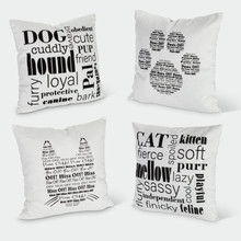 Set of 4 Polyester/Cotton Pet Pillow, Water Resistant