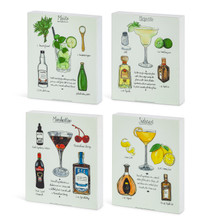 2 Sets of 4 Cocktail Recipe Shelf Sitter - 8 Pieces