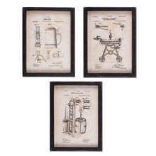 Set of 3 Wood Beer Patent Print