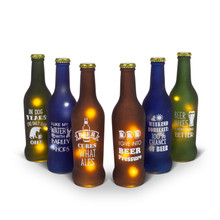 2 Sets of 6 Glass Witty Beer Bottle with Warm White LED Lights - 12 Pieces