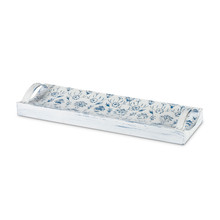 White and Blue Embossed Tray 19" - 2 Pieces