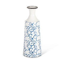 White and Blue Embossed Vase 20"