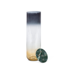 Tall Ombre Glass Vase with Marble Frog Lid - 2 Pieces
