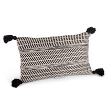 Black and Ivory Cotton Woven Lumbar Pillow