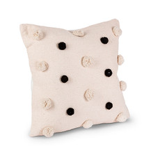 Ivory and Black Dotted Cotton Woven Square Pillow