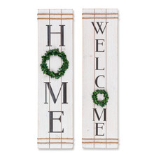 Set of 2 Wood "Home" and "Welcome" Wall Decor