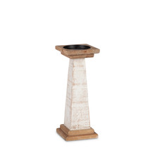 White Wood Pillar Candle Holder 12"H - 2 Pieces