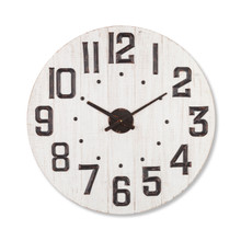 White Wash Wood Clock with Metal Numbers