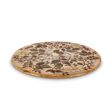 Mango Wood with Inlay/Laser Leaf Design Lazy Susan