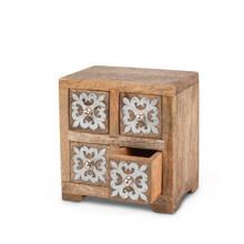 4-Drawer box, Mango Wood with Aluminum Inlay