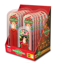 Red Window Cling LED Candle - 12 Pieces