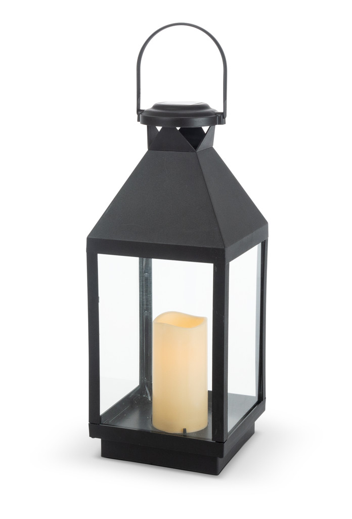 Black Solar Lantern with Glass Panes 18