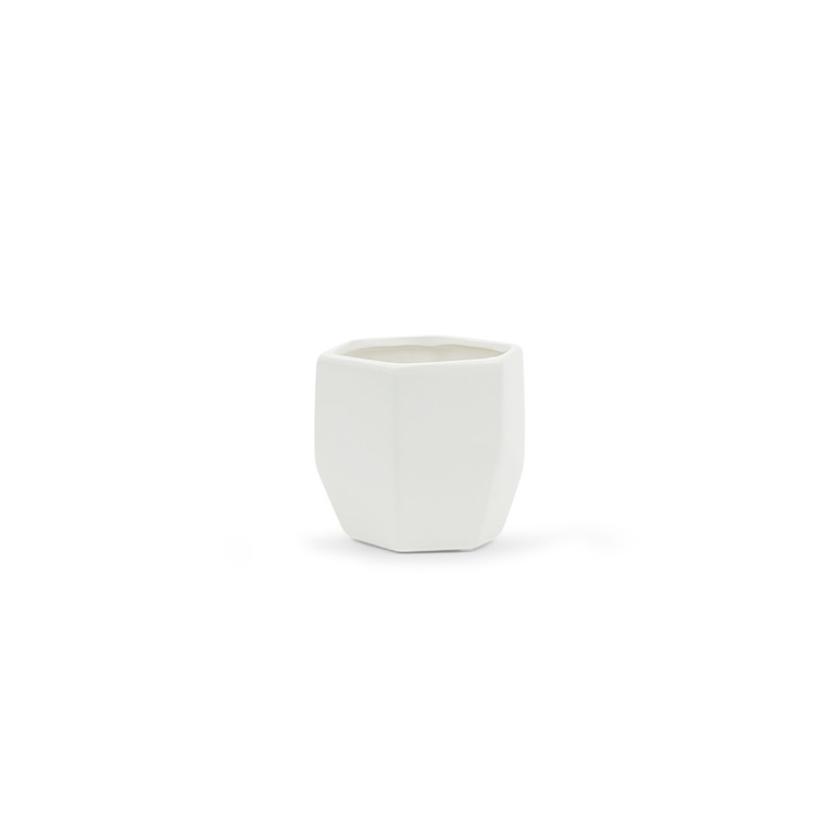 4.2" x 4.2" Small Geometric Pot - Matte White