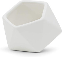 4.2"  x 3.35" Small Tilted Geometric Pot - Matte White -  24 Pieces