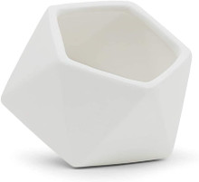 5.1" x 4.3" Medium Tilted Geometric Pot - Matte White-  12 Pieces