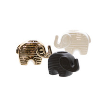 Set of Three Ceramic 4" Elephant Tealights, Multi