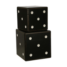 Set of Two Wood Dice Boxes 7/9", Black