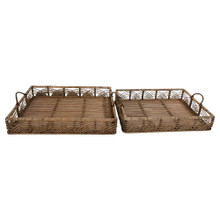 Set of Two Bamboo Trays 20/22", Natural