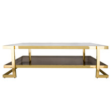 Metal/Marble Glass Coffee Table, Gold/White