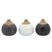 Set of Three Matte Bud Vases, Black/Gray/White