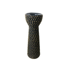Ceramic 12" Bead Candle Holder Black/Gold