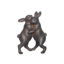 Polyresin 7" Bunnies Dancing, Bronze
