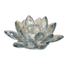 Crystal 6" Lotus Votive Holder, Blue