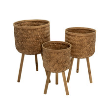 Set of Three Bamboo Planters 11/13/15" Brown