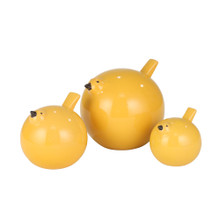 Set of Three Ceramic Birds 7.5", Yellow