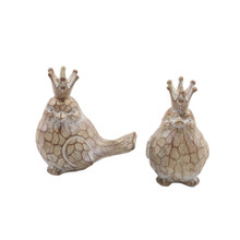 Set of Two Resin Birds W/Crowns, Brown