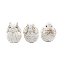Set of Three Resin Decorative Birds 6",Cream