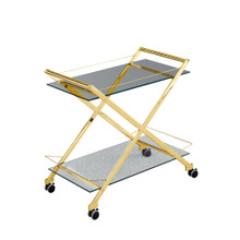 Two Tier 31" Rolling Bar Cart,Gold