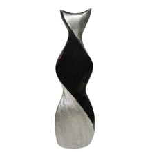 24" Twisted Vase, Black/Silver