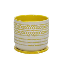 Ceramic 6" Planter W/ Saucer, Yellow
