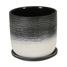 Ceramic 6" Planter W/ Saucer, Black
