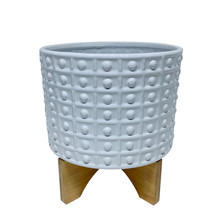8" Dotted Planter W/ Stand, White