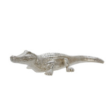 Polyresin 16" Crocodile Figurine, Silver