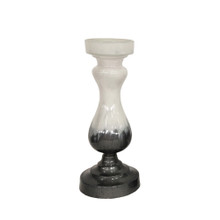 Glass, 16" Candle Holder, White/Black