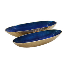 Set of Two Aluminum 22/24" Oval Bowl, Blue