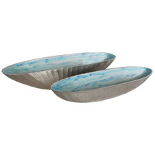 Set of Two Aluminum 22/24" Oval Bowl, Skyblue
