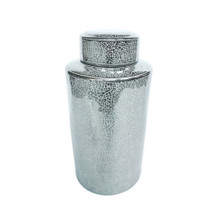Ceramic 16" Jar, Crackle Silver