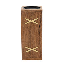 Wood 10" Pillar Holder, Brown