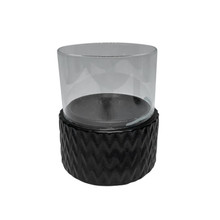 Black Ceramic /Glass 8" Pillar Holder, Chevron