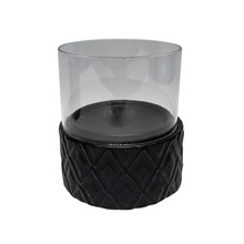 Black Ceramic /Glass 10" Pillar Holder, Diamond