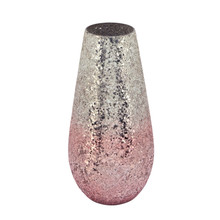 12" Crackled Vase, Blush Ombre