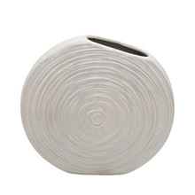 11"H Oval Swirled Vase, White