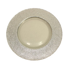 Case of 12 Round Glass Charger Plates - Silver, 13"