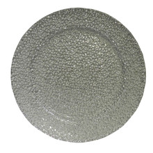 Case of 12 Glass Charger Plates - Silver, 13"