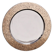 Case of 12 Mosaic Charger Plates - Gold, 15"