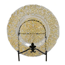 Case of 12 Clear Glass Charger Plates with Gold, 13"
